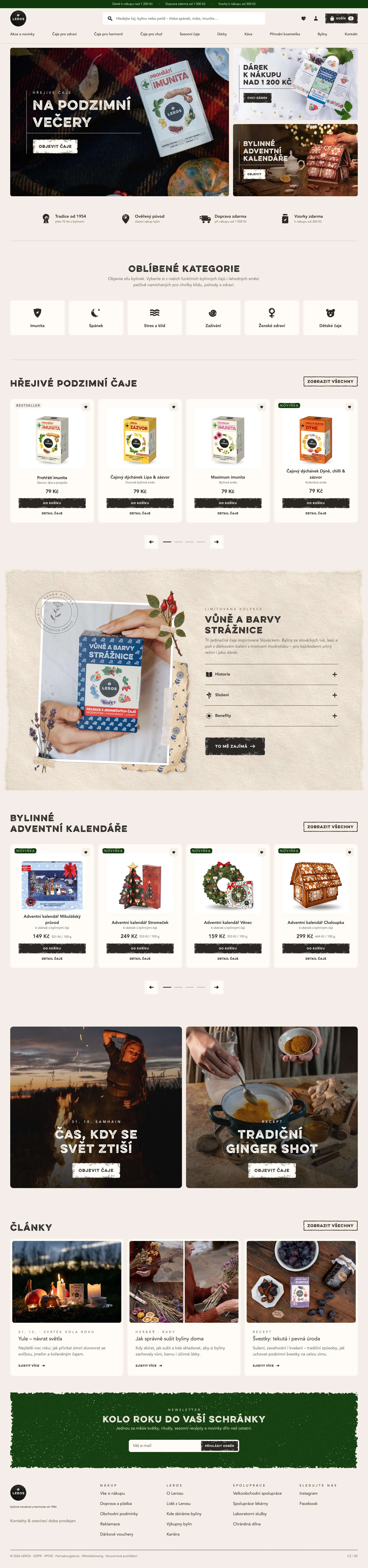 Návrh homepage e-shopu Leros